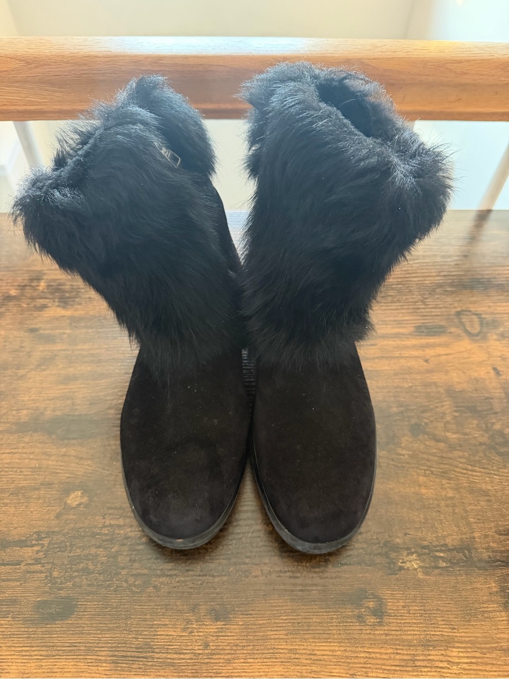 Prada Black Faux Fur Suede Ankle Winter Boots